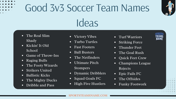 Good 3v3 Soccer Team Names  Ideas
