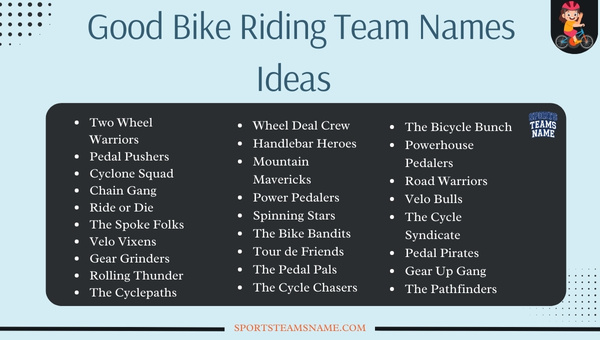 Good Bike Riding Team Names Ideas