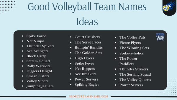 Good Volleyball Team Names Ideas
