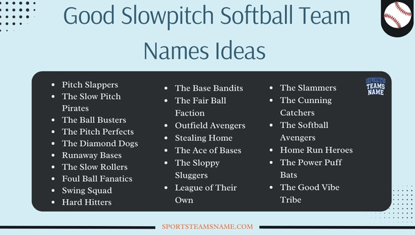 Good Slowpitch Softball Team Names Ideas