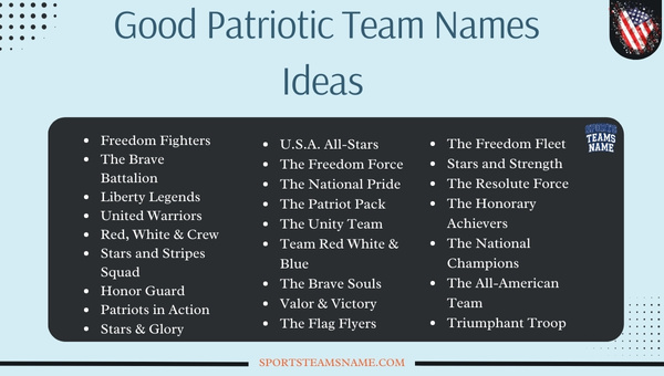 Good Patriotic Team Names Ideas 