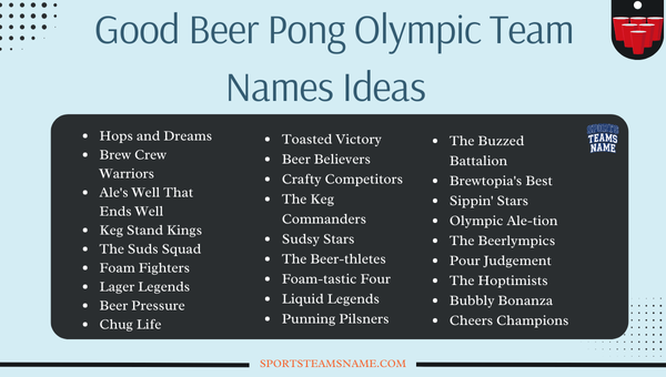 Good Beer Pong Olympic Team Names Ideas 