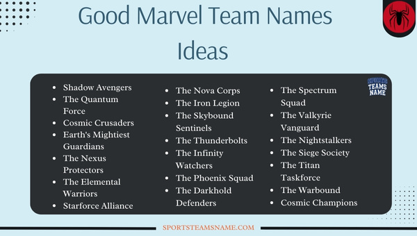 Good Marvel Team Names Ideas