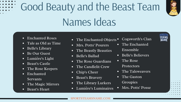 Good Beauty and the Beast Team Names Ideas