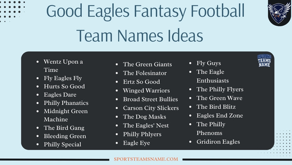 Good Eagles Fantasy Football Team Names Ideas 