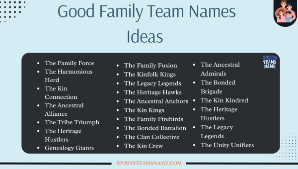 Good Family Team Names Ideas