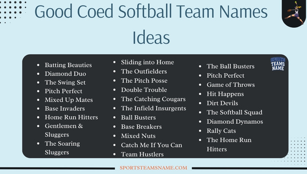 Good Coed Softball Team Names Ideas