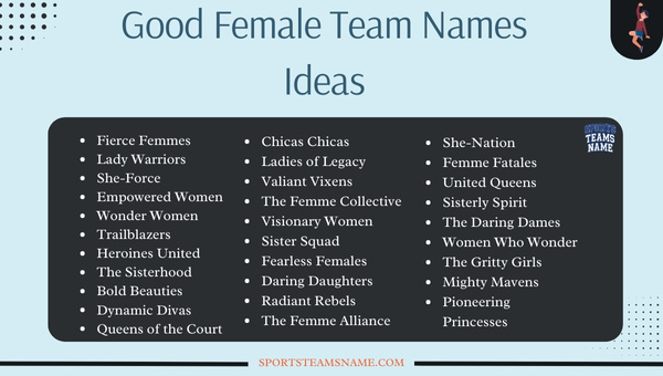 Good Female Team Names  Ideas 