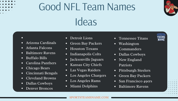 Good NFL Team Names Ideas 