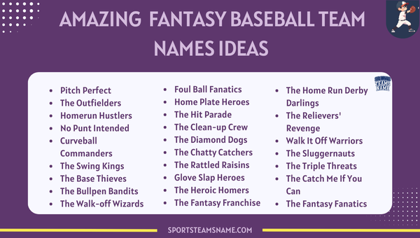 Amazing Winning Fantasy Baseball Team Names Ideas