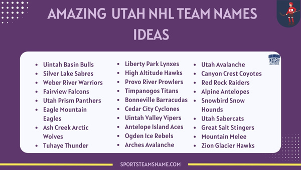 Amazing Utah NHL Team Names Ideas 