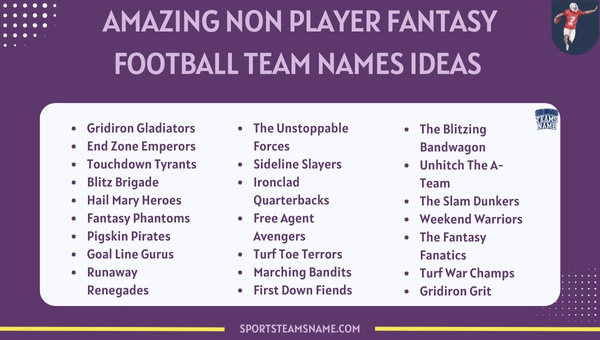Amazing Non Player Fantasy Football Team Names Ideas 