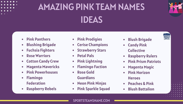 Amazing Pink Team Names Ideas