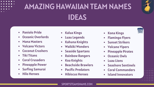 Amazing Hawaiian Team Names Ideas 