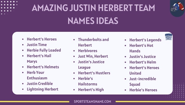 Amazing Justin Herbert Team Names Ideas