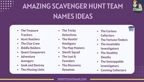 Amazing Scavenger Hunt Team Names Ideas