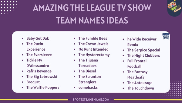 Amazing The League TV Show Team Names ideas