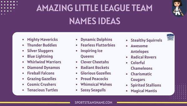 Amazing Little League Team Names Ideas