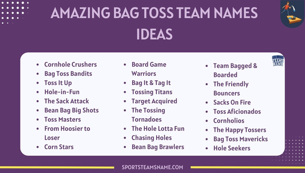 Amazing Bag Toss Team Names Ideas 