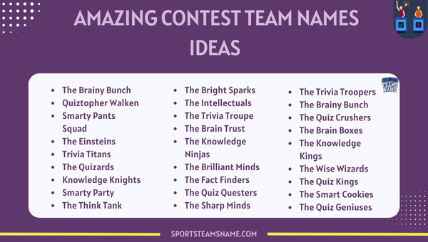 Amazing Contest Team Names Ideas 