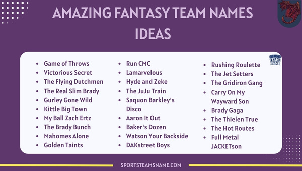 Amazing Fantasy Team Names Ideas
