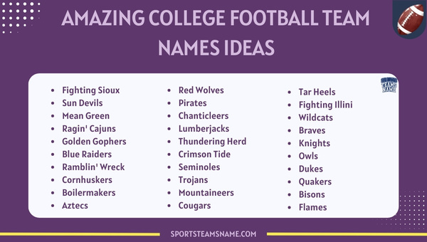 Amazing College Football Team Names Ideas