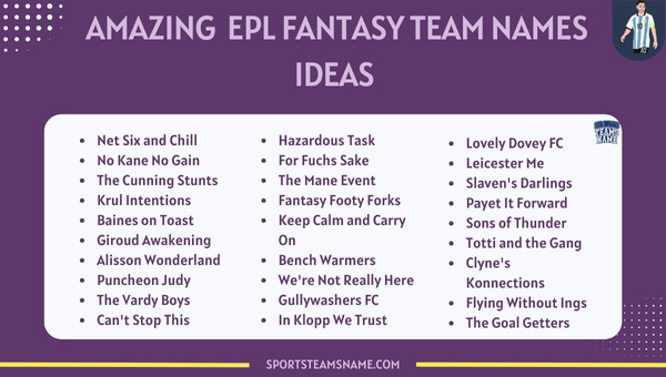 Amazing EPL Fantasy Team Names Ideas