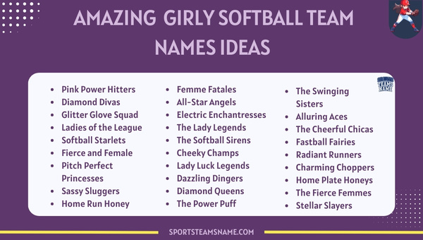 Amazing Girly Softball Team Names Ideas 