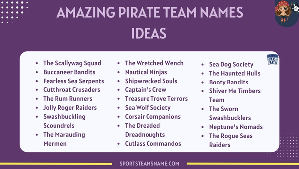 Amazing Pirate Team Names Ideas 