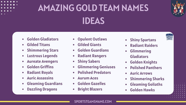 Amazing Gold Team Names Ideas