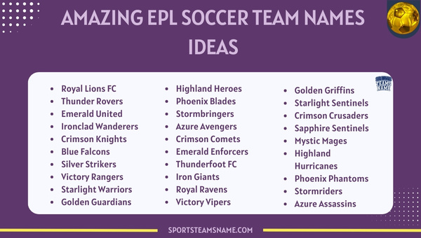 Amazing EPL Soccer Team Names Ideas 