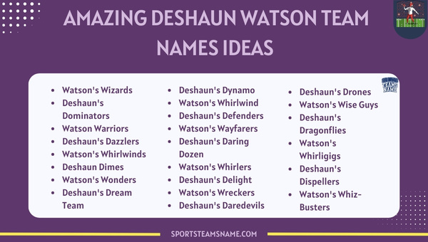 Amazing Deshaun Watson Team Names Ideas 