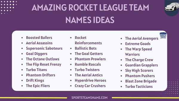 Amazing Rocket League Team Names Ideas 