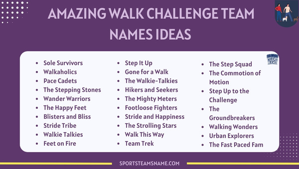 Amazing Walk Challenge Team Names Ideas 