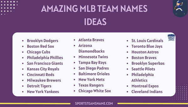 Amazing MLB Team Names Ideas 
