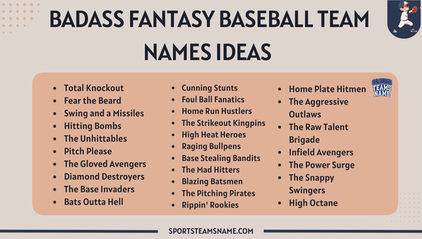 Badass Fantasy Baseball Team Names Ideas