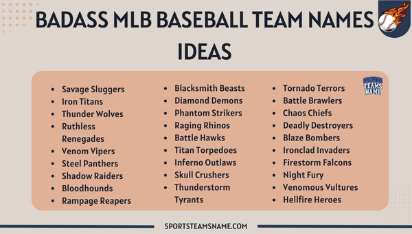 Badass MLB Baseball Team Names Ideas