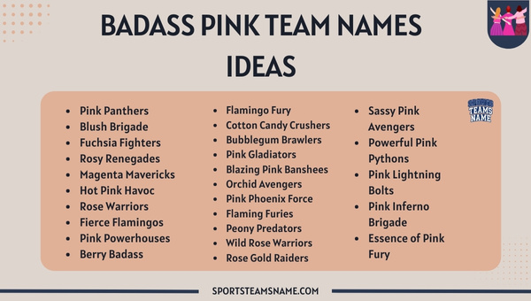 Badass Pink Team Names Ideas
