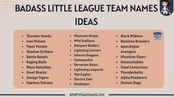 Badass Little League Team Names Ideas
