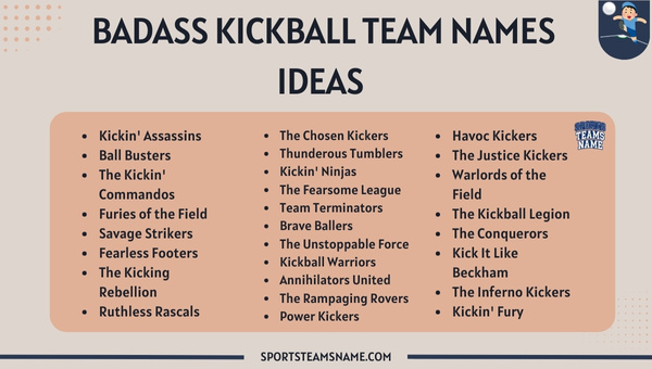 Badass Kickball Team Names Ideas