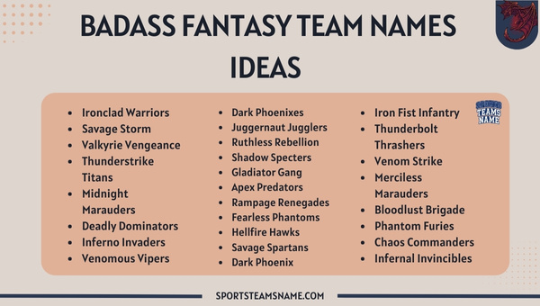Badass Fantasy Team Names Ideas
