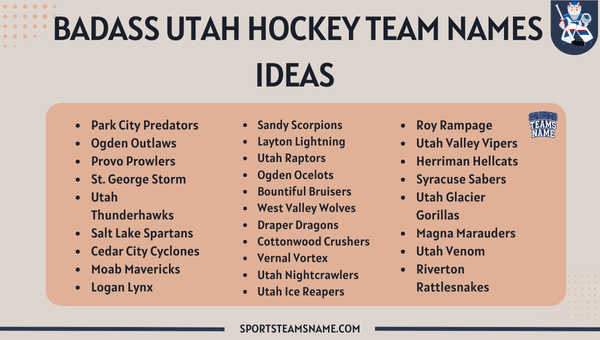 Badass Utah Hockey Team Names Ideas 