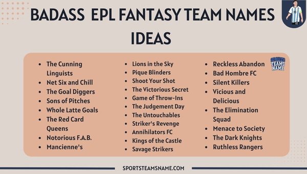 Badass EPL Fantasy Team Names Ideas