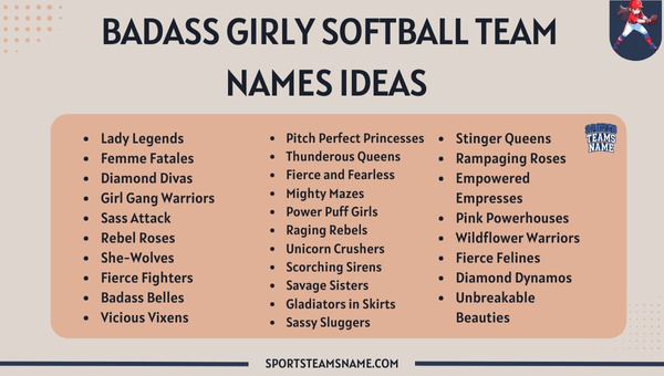 Badass Girly Softball Team Names Ideas 