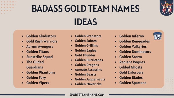 Badass Gold Team Names Ideas