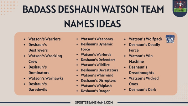 Badass Deshaun Watson Team Names Ideas 