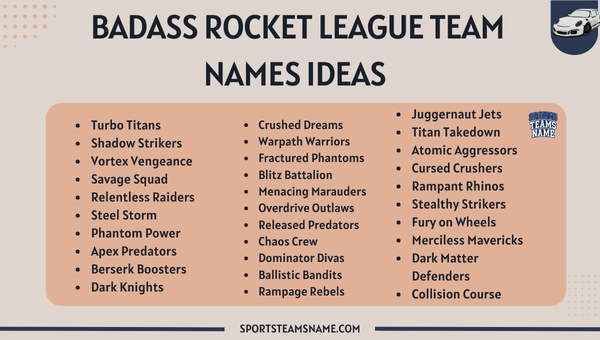 Badass Rocket League Team Names Ideas 