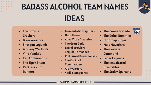 Badass Alcohol Team Names Ideas 