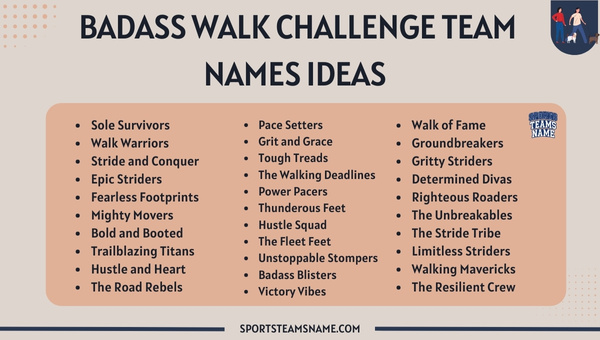 Badass Walk Challenge Team Names Ideas 