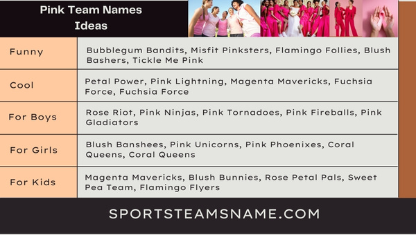 Pink Team Names Ideas